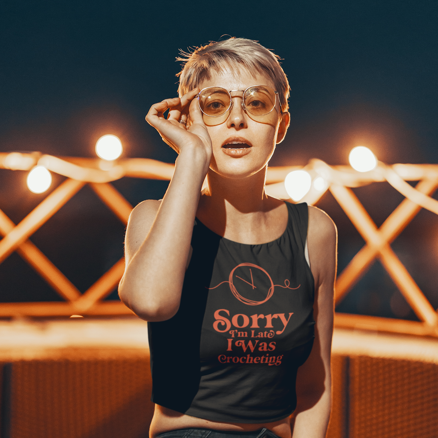 Sorry I'm Late Crop Tank Top