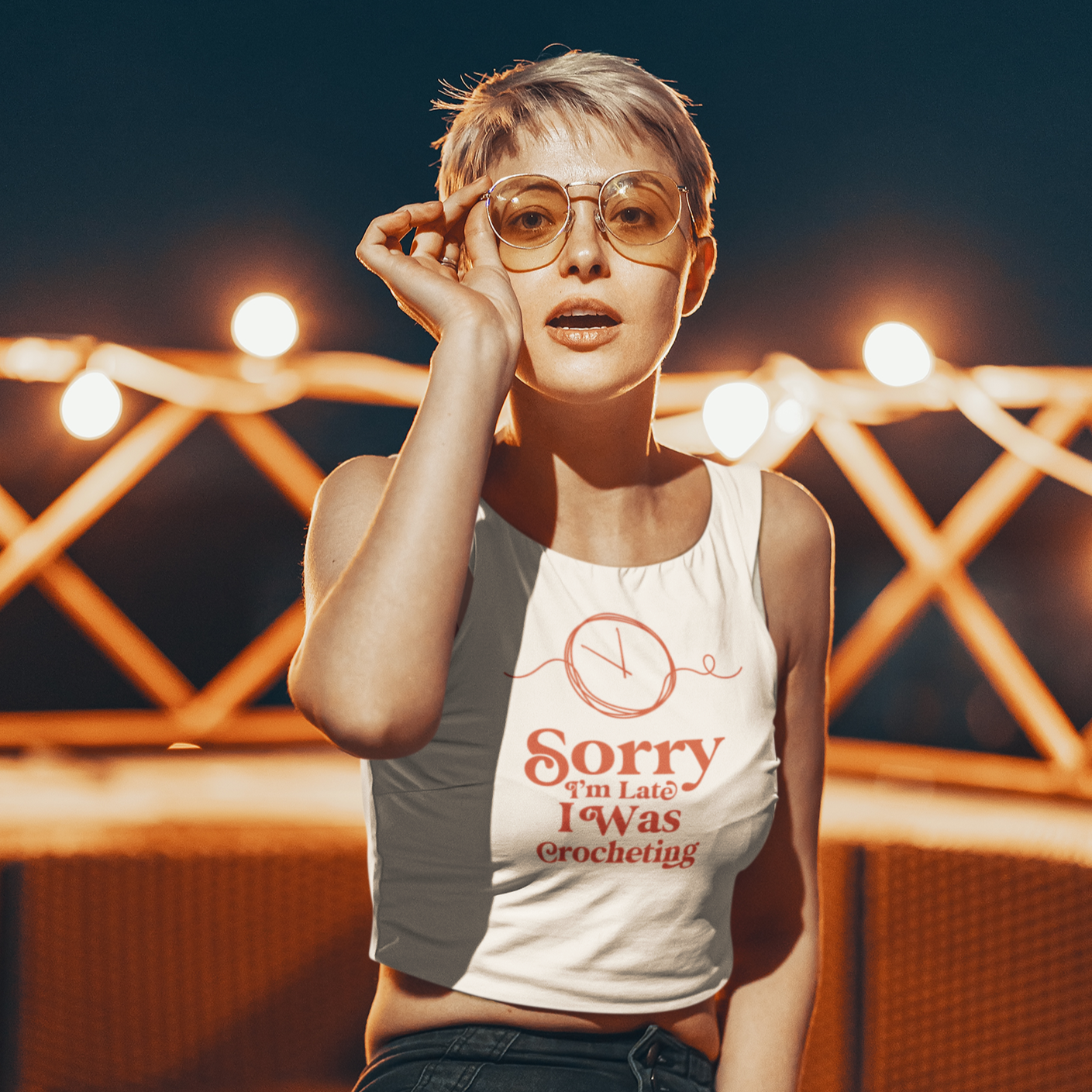 Sorry I'm Late Crop Tank Top